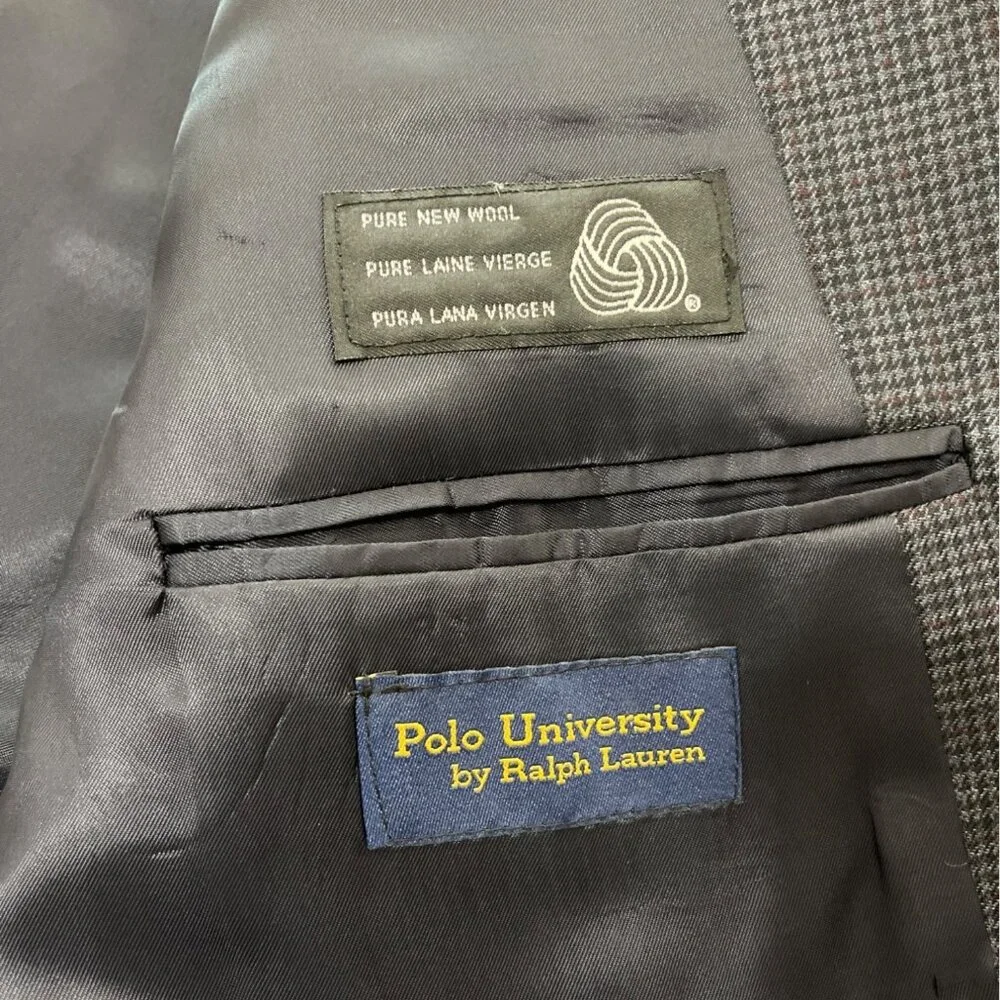 Polo University By Ralph Lauren Mens Wool Blazer 42R Navy Blue Made In Canada